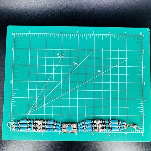 Premier Designs Bracelet Three Strands Blue Multi-Shape Beads Silver Plated 7.5" - Picture 11 of 13